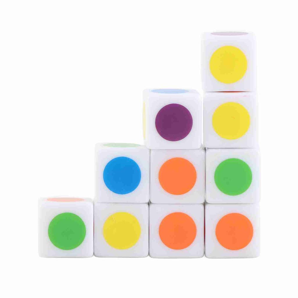 20Pcs Color Dot Dice 6 Colors Right Angle Teaching Dice for Board Games Digital Teaching