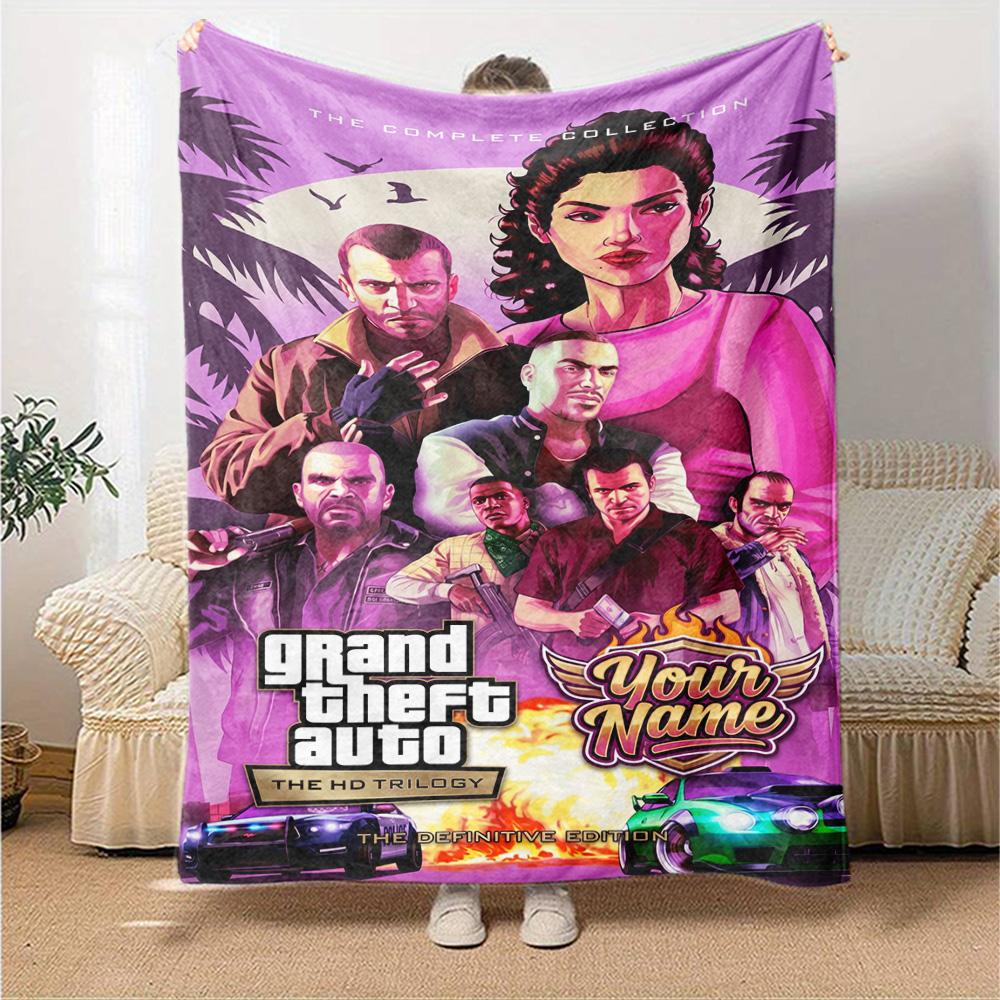 Grand Theft Auto Personalized Name Blanket Lightweight Personalized Blanket Soft & Cozy Versatile for Living Room Office Chair Picnics Sofa
