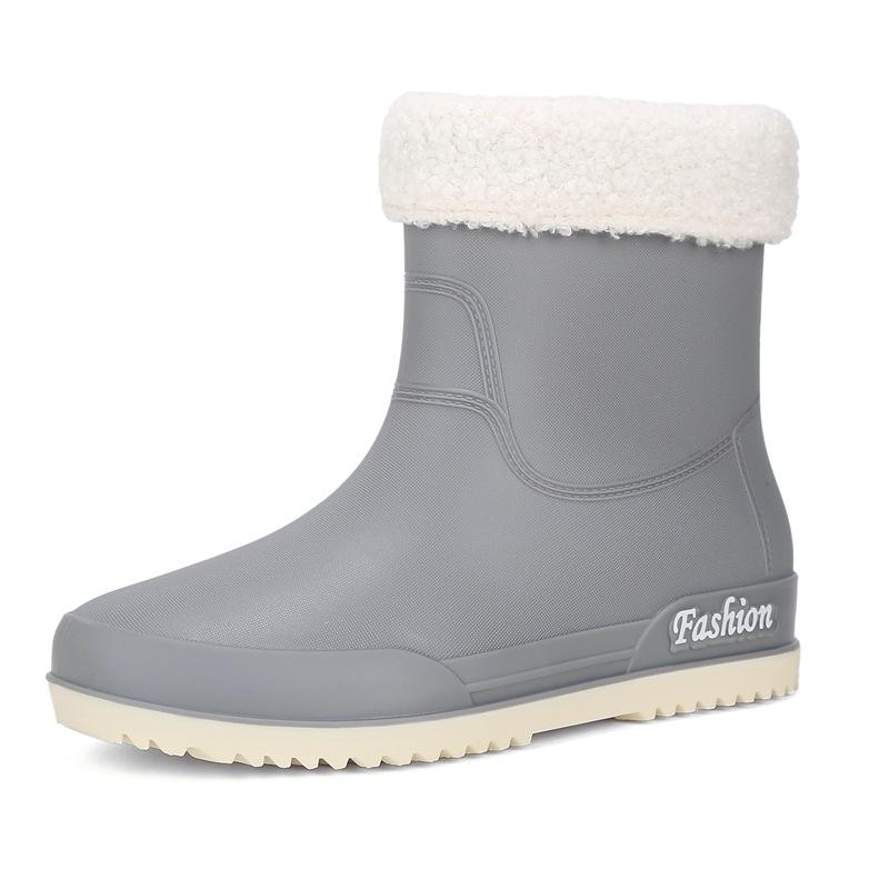 rain shoes women's adult short water shoes non-slip waterproof boots wear-resistant four-season students versatile solid color warm rain boots women