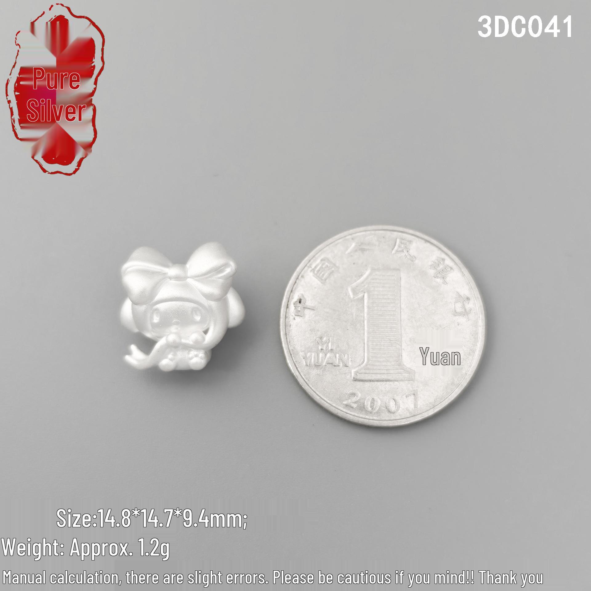 999 Sterling Silver Sanrio 3D Ribbon Melody Charms - Cute DIY Handmade Beaded Bracelet Jewelry. 999 Sterling Silver: Single Price