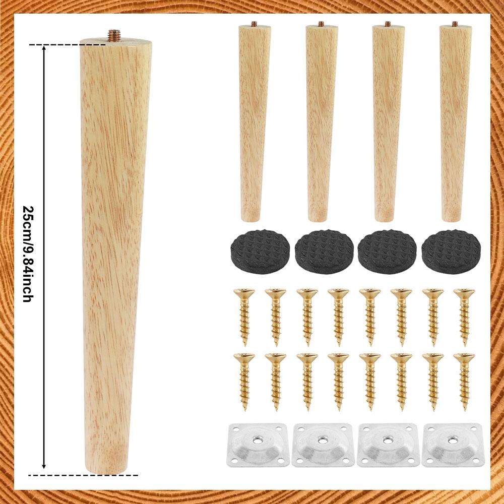 4 Pcs Furniture Legs natural Wooden Solid Furniture Feet Oblique/Straight Table Feet Non-slip Furniture Floor Protector Decorate