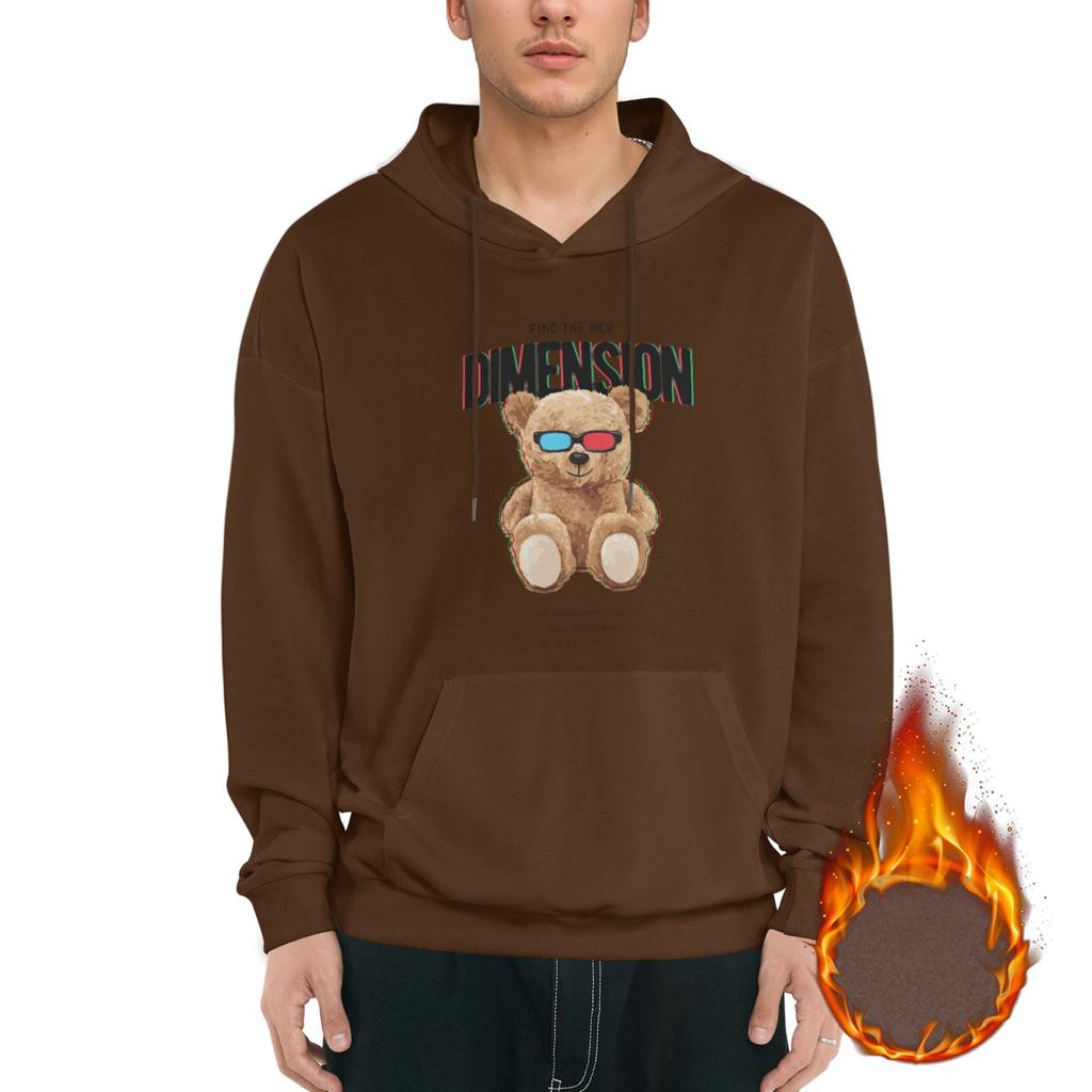 1 Pack Men’s Thick Warm Hoodie Soft Touch Fleece Lined Pullover Casual Daily Wear Comfortable Street Style M-3XL