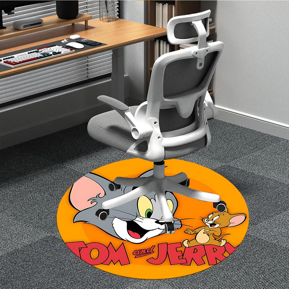 

1pc Tom Jerry Office Round Area Rug, Indoor Mat Suitable For Office, Under Office Chairs Bedroom Living Room Home Decor, Room Deco110 80cm by 80cm
