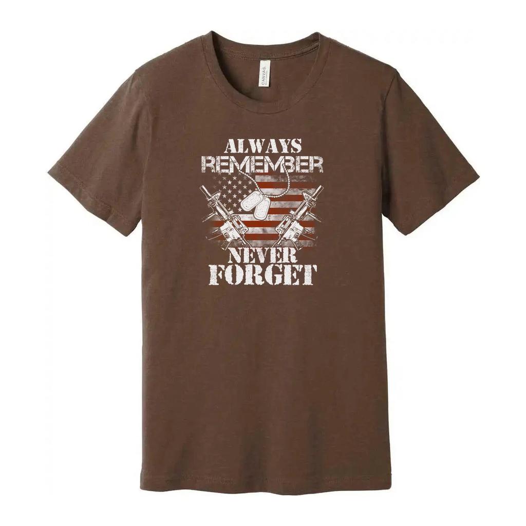 Unisex Veteran Graphic Tee With American Flag And Rifles Always Remember Never F