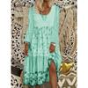 Women Long Sleeve Printed Round Neck Casual Dress