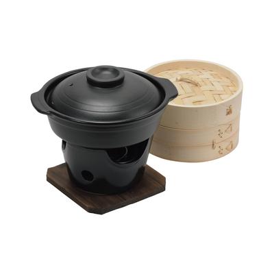 Pearl Metal Ceramic Steamer Set with Steamer, Pot, and Stovetop, Perfect for Steamed Dishes, Wagokoro Kaiseki Style, HB-5412