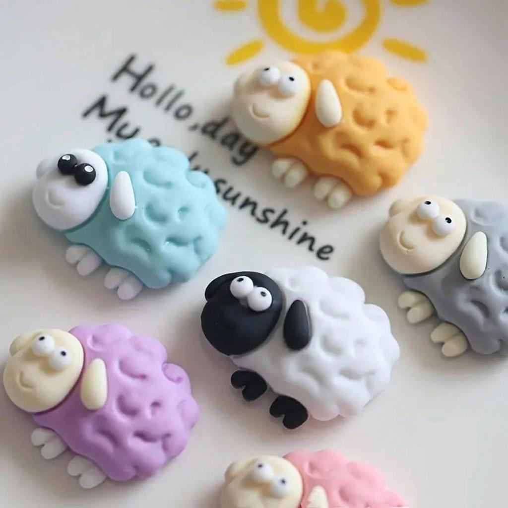 6 ks Roztomilé magnety na lednici s ovečkami, Personalizované nálepky na lednici do kuchyně, kanceláře, na tabuli, myčku, kuchyňská dekorace, domácí dekorace, sváteční dárky