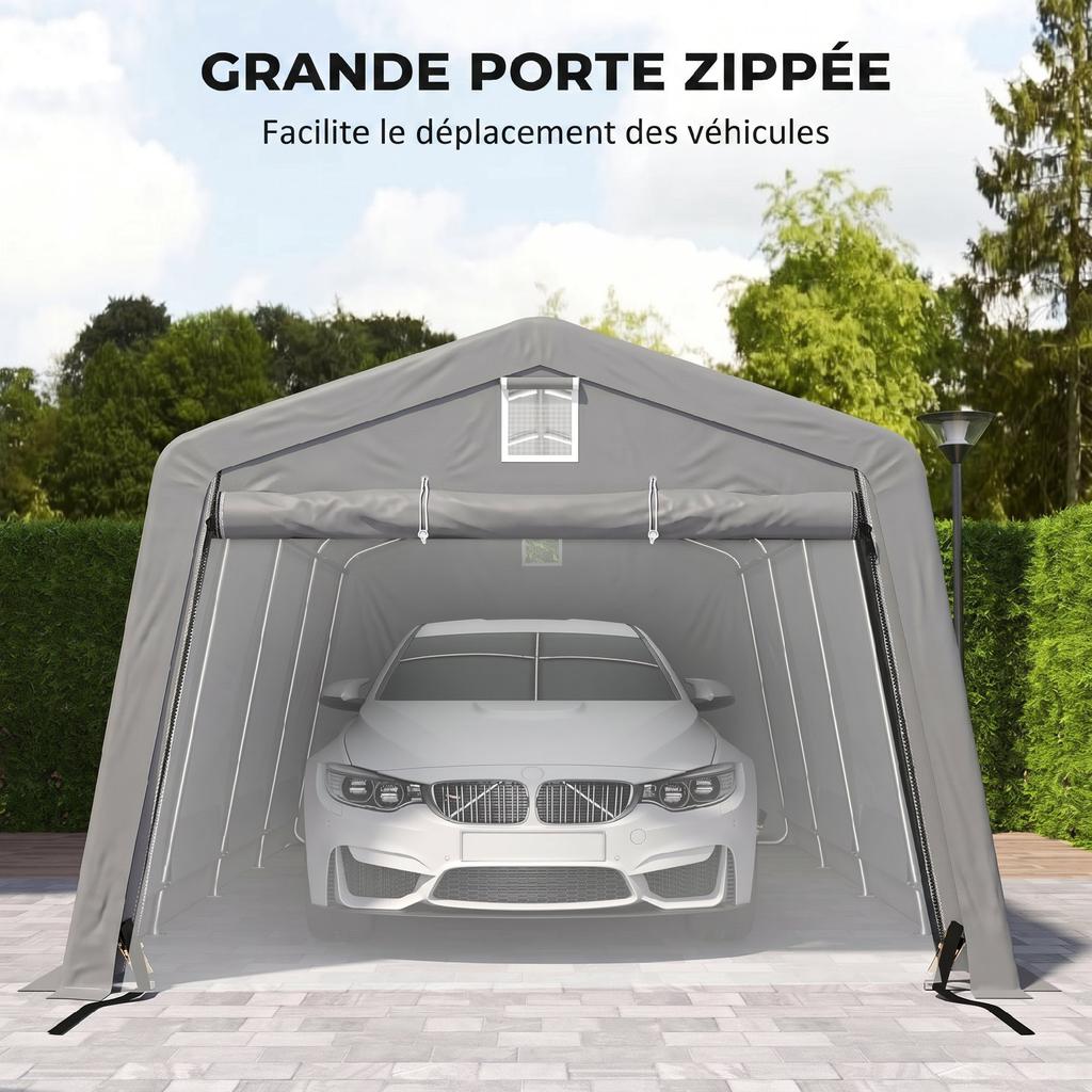 Garage Tent Carport Dim. 6.2L X 3.3W X 2.4H M Robust Galvanised Steel High-Density PE 150 G/m² Waterproof Anti-UV