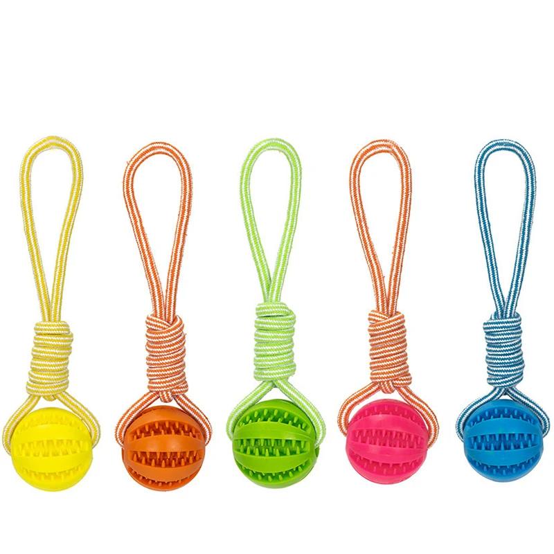 Leash Dog Toy Rubber Leaky Ball Pet Products Grinding Teeth Cleaning Teeth Bite Resistant Large, Small Dog Interactive Toy