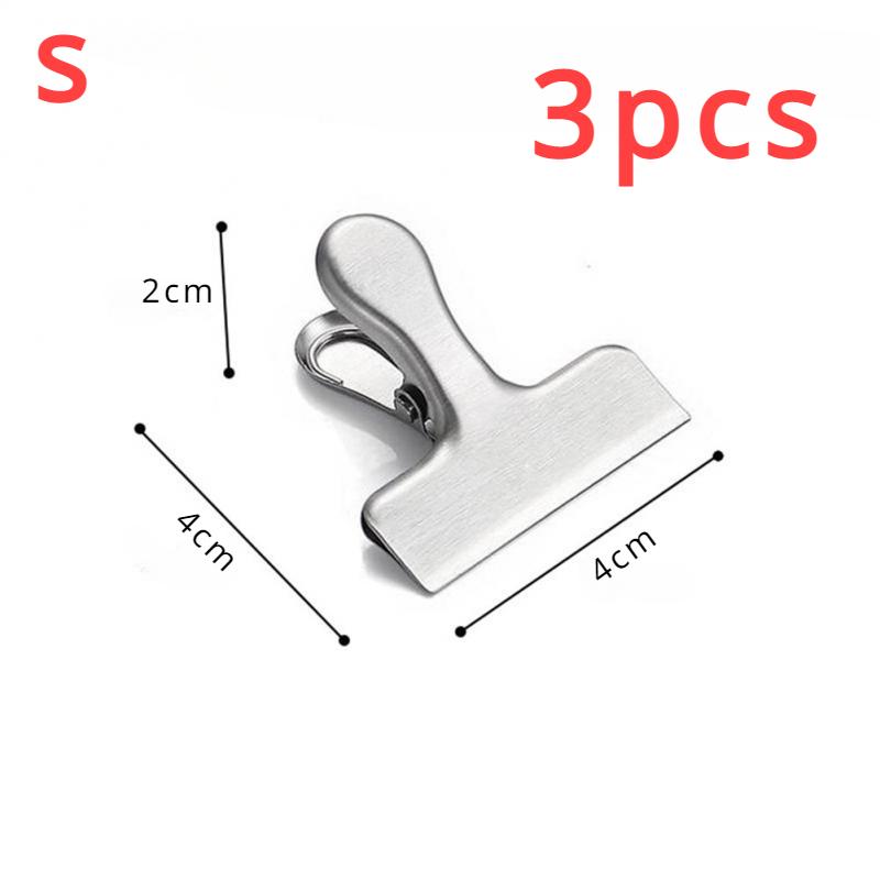 3PCS Stainless Steel Bag Clipsf For Food Heavy Duty Metal Silver Food Clips Office Paper Clamps Air Tight Seal Snack Clips 2