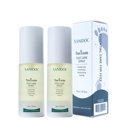 Sanidoc Toe & Sol Foot Care Spray Tea Tree Lemongrass Foot Deodorizer Foot Exfoliator 2 Pcs 30ml