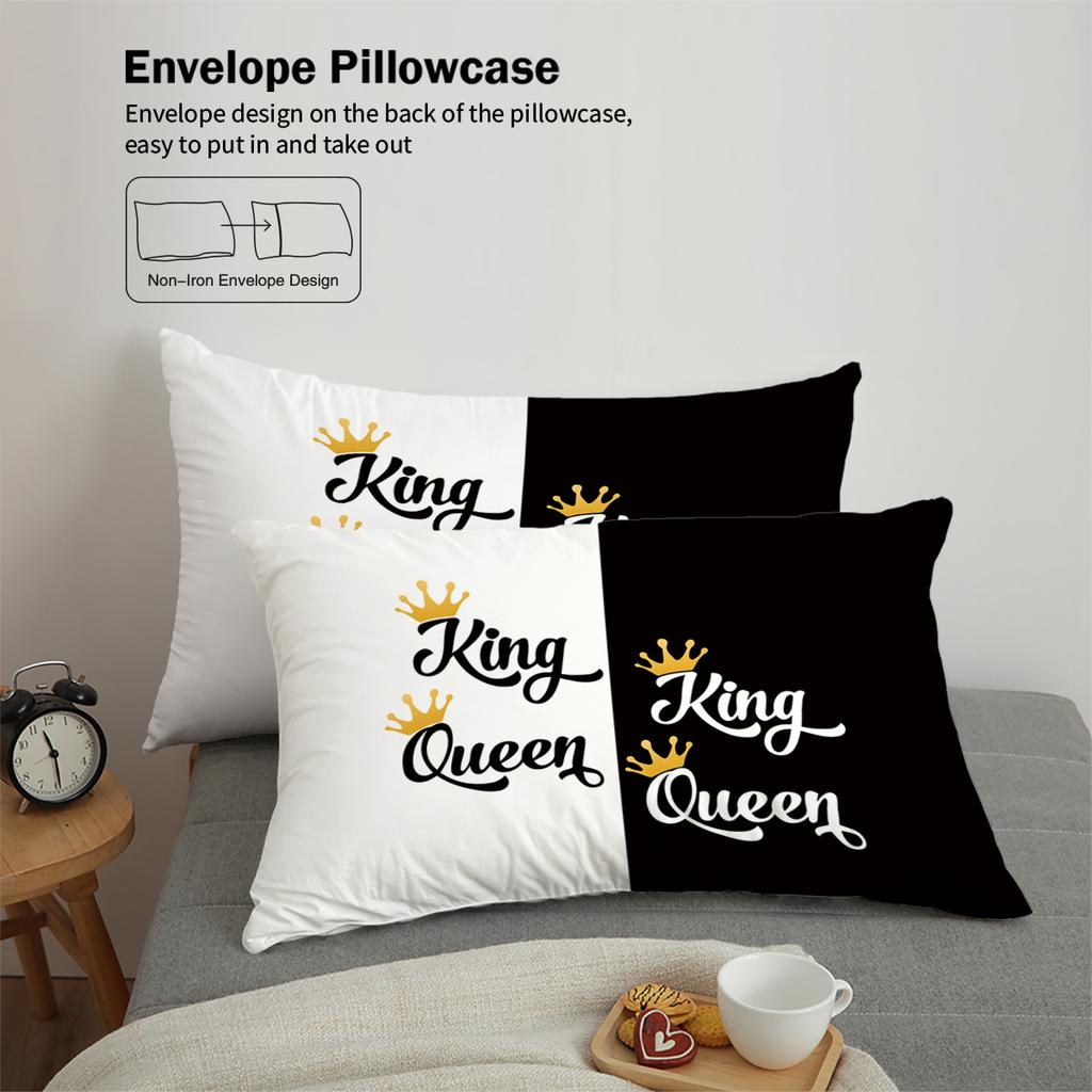 3-piece down duvet cover set with black and white color printing (1 duvet cover+2 pillowcases, no core) couple bedding set