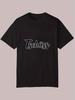 Casual Summer Short Sleeve T-shirt - Black with White Cursive Letter Print