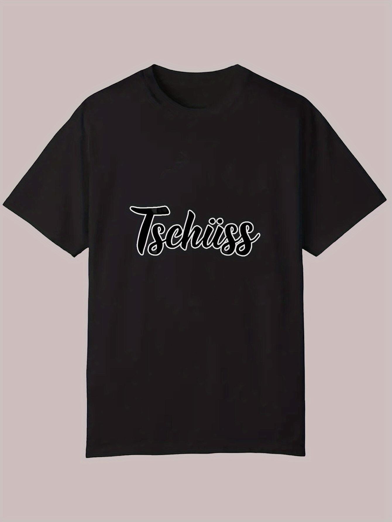 Casual Summer Short Sleeve T-shirt - Black with White Cursive Letter Print XXXXL