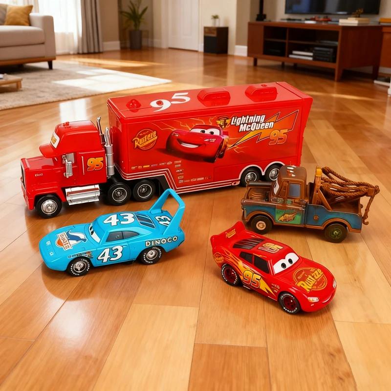 Hot  12Pcs  Pixar Cars Gift Box Metal Diecast Lightning Mcqueen Car Model Toy Jackson Uncle Truck Boy Birthday Toys