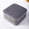 Velvet Jewelry Box Travel Portable Flannel Square Zipper Style Jewellery Storage Case  Gift Holder Ring Earring Holder