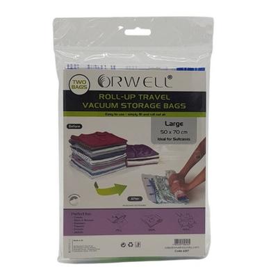 Roll-Up Travel Vacuum Storage Bags Large 50 X 70cm 2pk