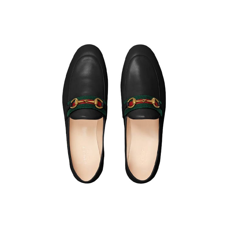 GUCCI Slip On Loafer With Web Black Leather 631619 CQXM0 1060