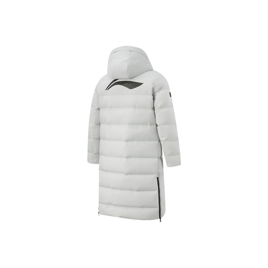 Li Ning Fashionable Long Hooded White Duck Down Jacket Unisex Outerwear AYMU569-4