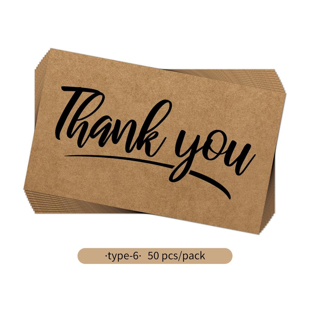 50pcs Kraft Paper Thank You Card for Enterprise Store Business Package Decoration Card Thank You For Your Order Card Wholesale