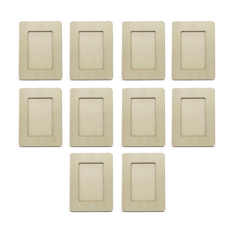 10Pcs Craft Ready Unfinished Wood Photo Frame Picture Frame for Display