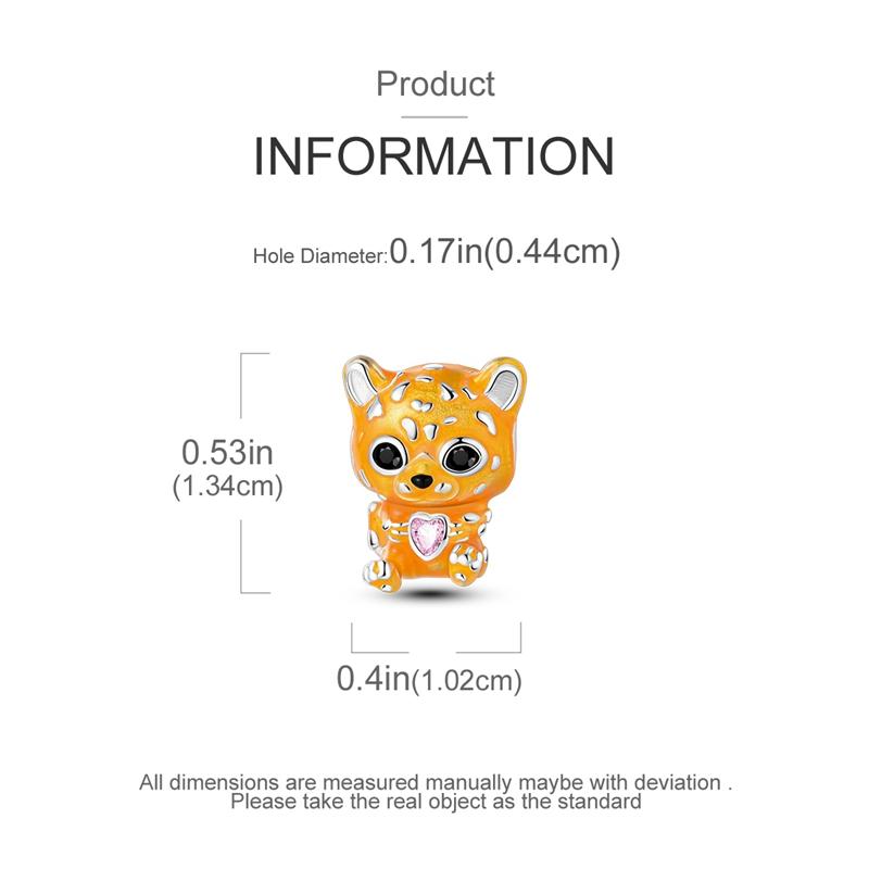 Cute Cheetah Heart-Shaped Beads Copper Original Beads Fit Original Charms Bracelet Bead Jewelry Gifts For Women