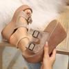 Women's Slippers Fashion Wedges Platform Sandals Retro Rivet Metal Buckle Slippers for Women Summer Open Toe Casual Beach Slides