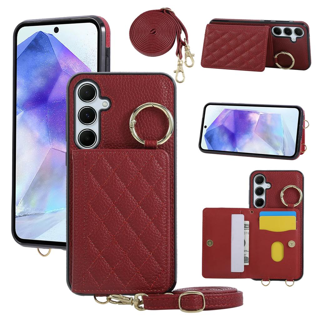 Crossbody Wallet Phone Case for Samsung Galaxy S25 Edge Ultra A56 A36 A25 A16 S24 S23 FE S22 Plus S21 S20 A06 A55 A54 Lanyard