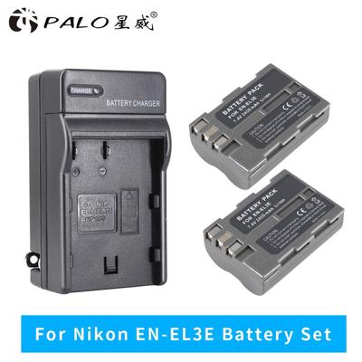 PALO 2Pcs EN-EL3E EN EL3E ENEL3E Camera Battery 2400mAh Batteries AKKU + Charger For Nikon D30 D50 D70 D90 D70S