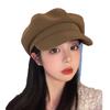 Korean Version of Octagonal Hat for Women Showing Face Versatile Beret Autumn and Winter Retro Brushed Newsboy Hat Japanese Fashion Painter Hat