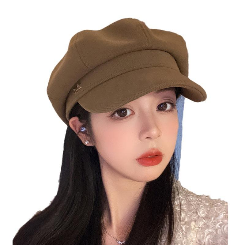 Korean Version of Octagonal Hat for Women Showing Face Versatile Beret Autumn and Winter Retro Brushed Newsboy Hat Japanese Fashion Painter Hat