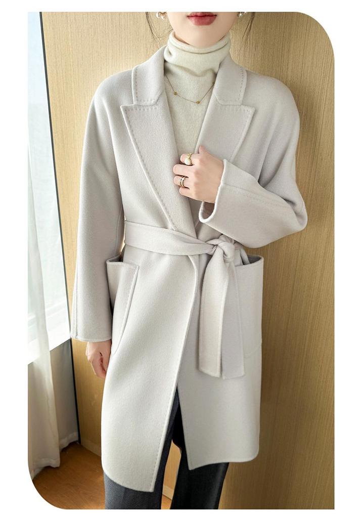 2025 Autumn/Winter Women's Thickened Mid-Length Korean Style Cashmere Wool Coat
