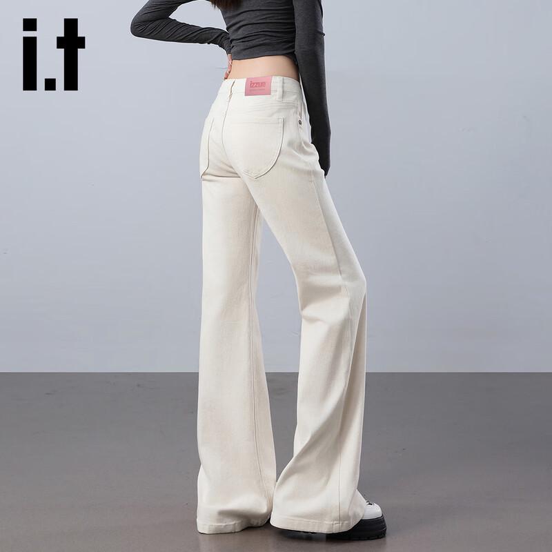 Izzue It Women's High-Waist Slim Flare White Jeans
