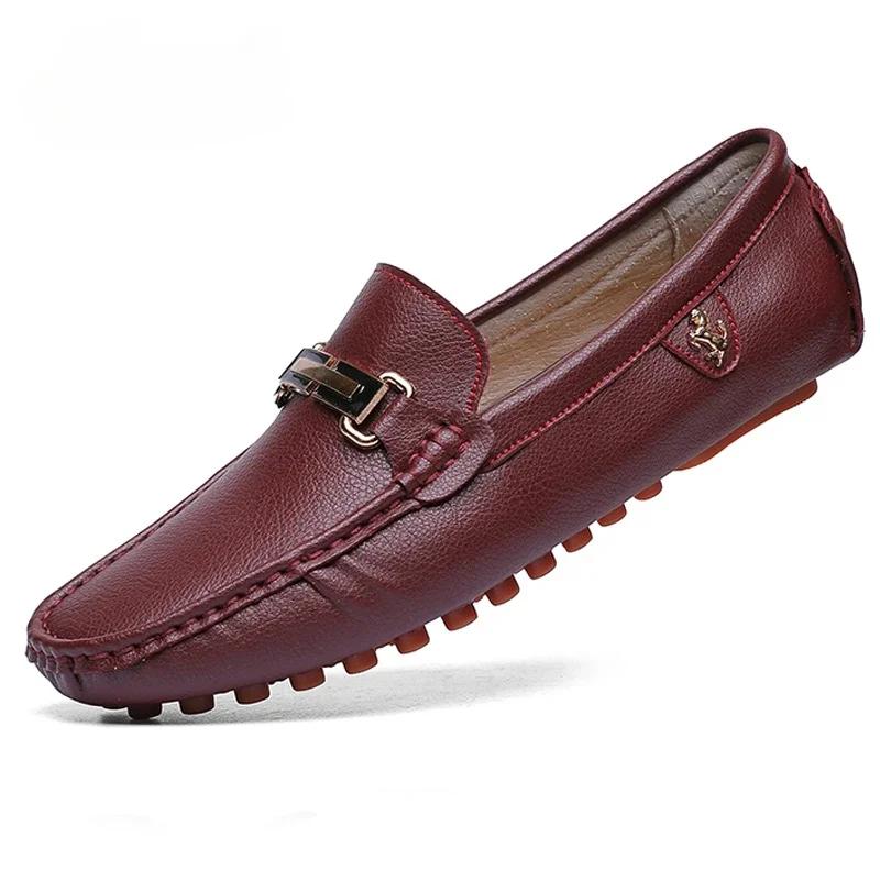 Leather Loafers Men Handmade Shoes Casual Driving Flats Slip-on Shoes Luxury Comfy Moccasins Shoes for Men Zapatos Para Hombres