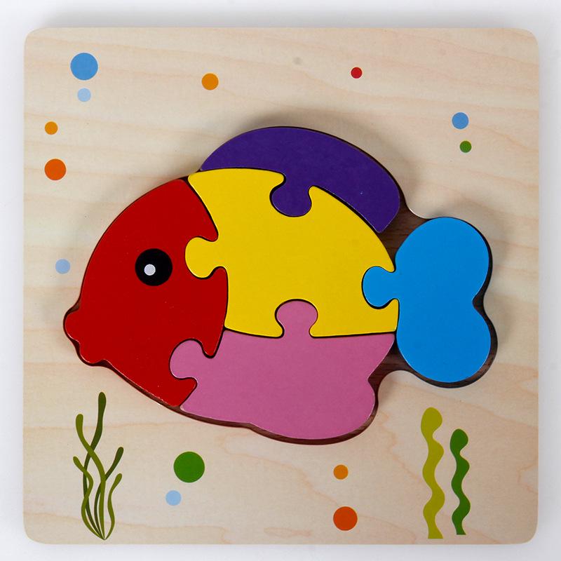 3D Wooden Cartoon Animal & Vehicle Puzzle Board for Early Childhood Education