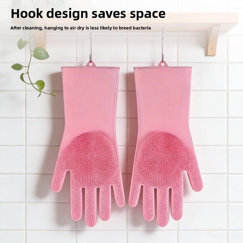 Pet household bath gloves silicone anti-scalding dishwashing gloves kitchen durable housework waterproof gloves