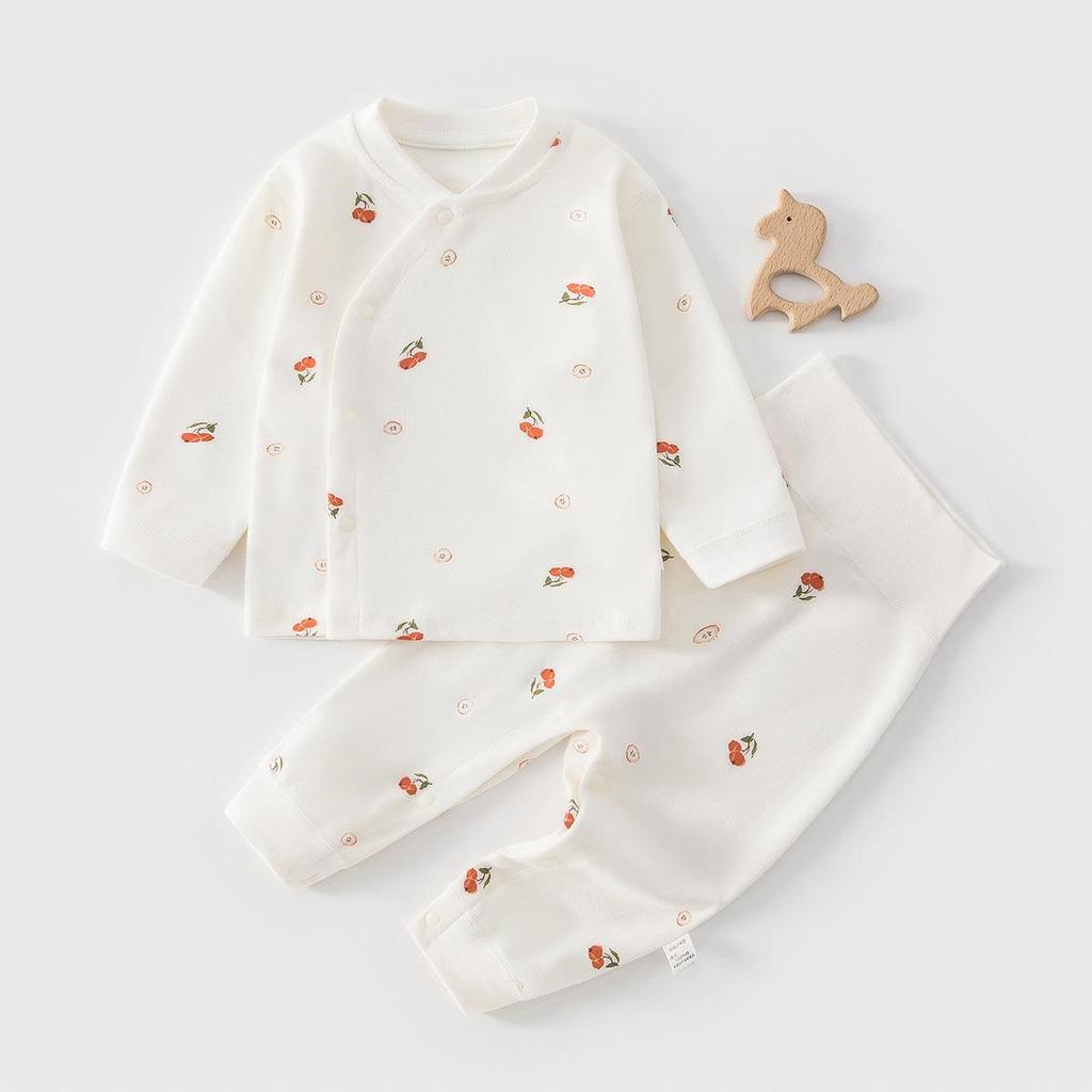 Pure Cotton Baby High-Waisted Two-Piece Set - Newborn Autumn Pajamas