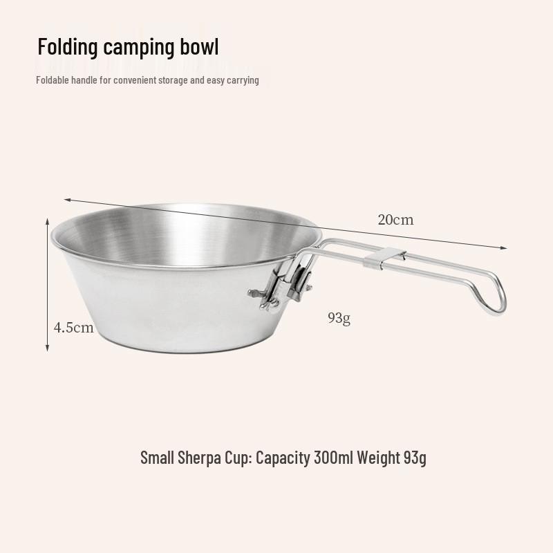 Portable 300ML Stainless Steel Folding Cup/Bowl for Outdoor Camping and BBQs