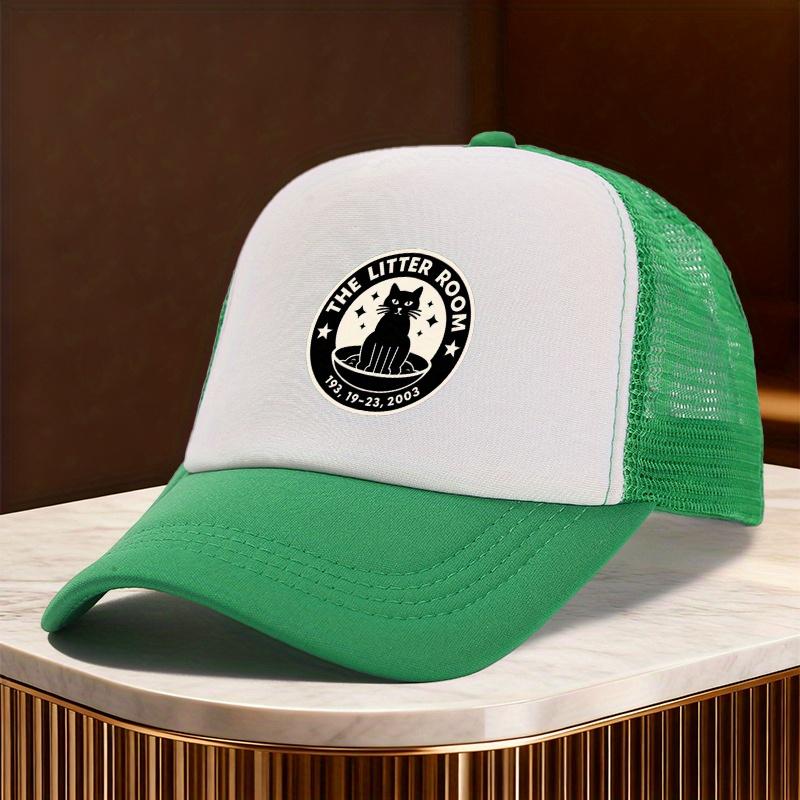 The Litter Room Black Cat Memorial Trucker Hat Polyester Mesh Baseball Cap Casual Unisex Adult
