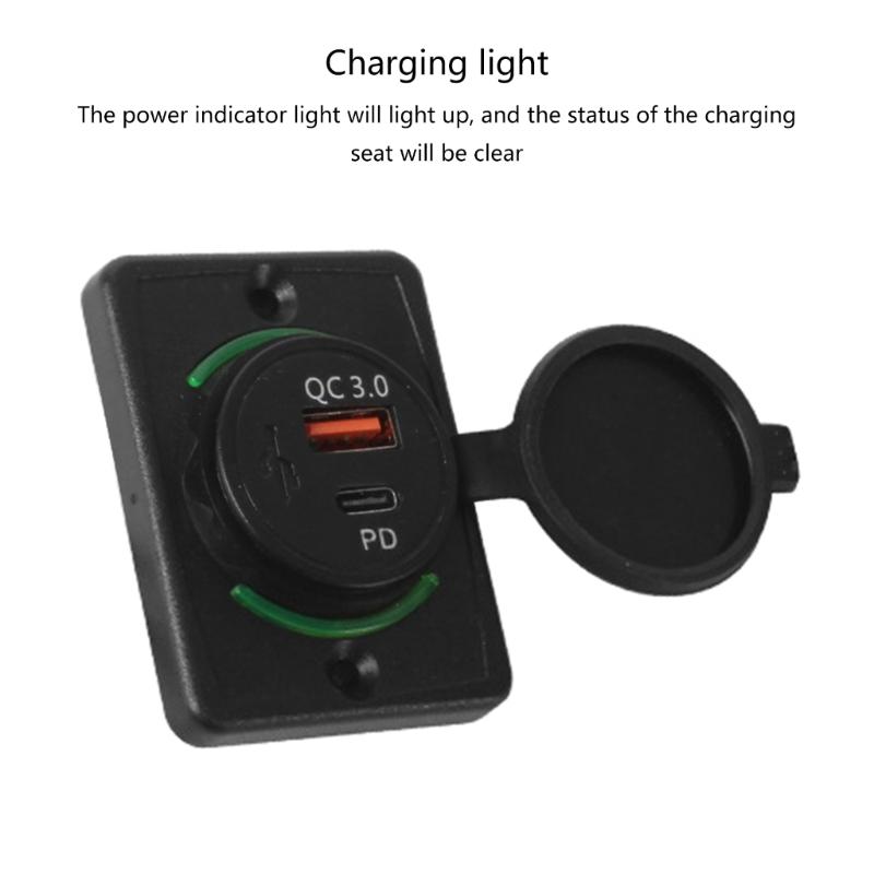 Quick Charge QC3.0 PD Type C Charge USB Outlet Waterproof USB Charge Adapter for RVs Camper Double USB Charging Socket