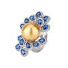 Copper-Plated Platinum Inlaid Bead Blue Jianchang Pearl Ring Gray Bead Yellow Bead Blue Spinel Women'S Pearl Ring
