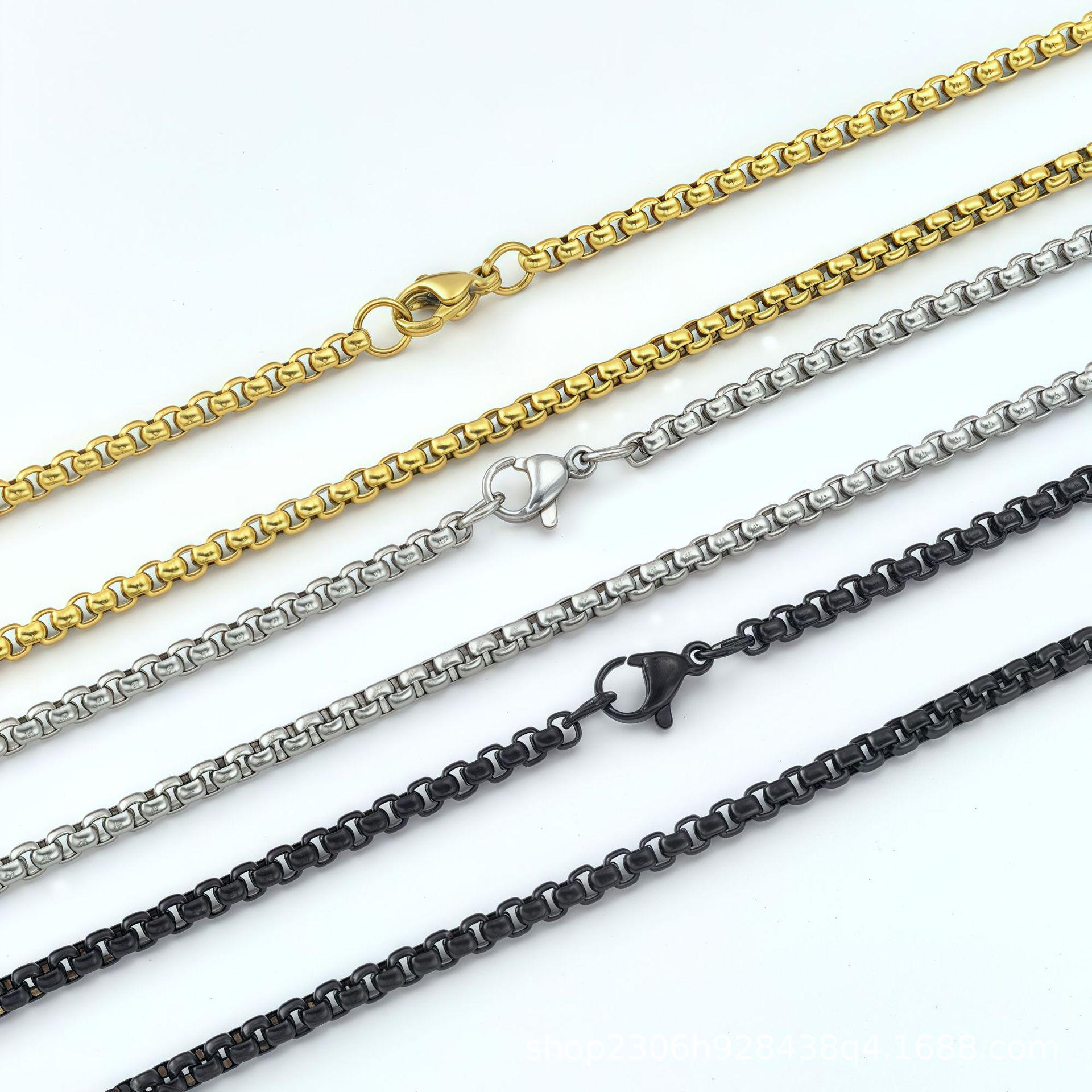 Мужское модное трансграничное ожерелье из нержавеющей стали с квадратными жемчужинами, сделанное своими руками. 50cm