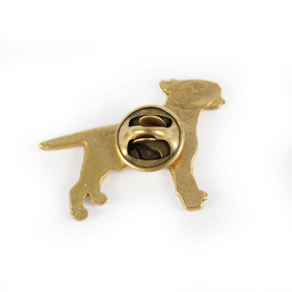 Bullteriér, Bully III - Psí brož v ozdobné krabičce, elegantní pozlacený špendlík, špendlík na klopu značky Art-Dog