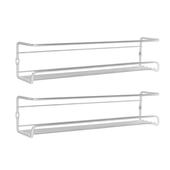 2Pcs Wall Mounted Storage Rack Easy Installation Space Saving Kitchen Organizer Carbon Steel Refrigerator Side Spice Rack