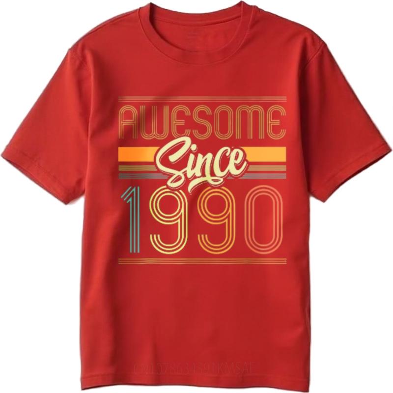 Street Wear For him summer tshirt unisex Awesome Since 1990 Retro Design Retro For man Teeshirt Mens Tshirt Essential Tee