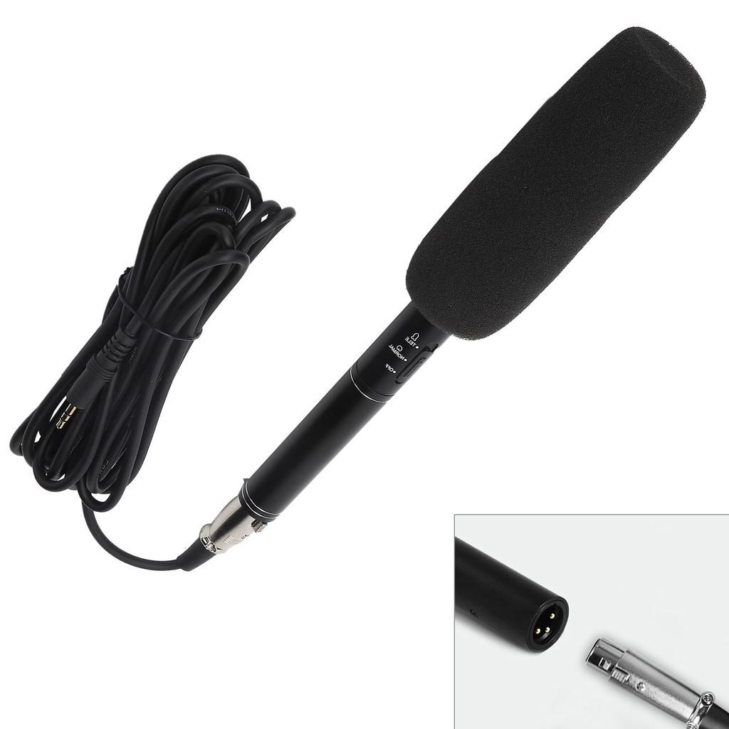 Black HighSensitivity Interview Microphone Wired Recording   Portable Mic for Camera