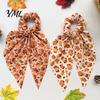 Autumn Theme Hair Ties for Gifts Fall Pumpkin Maple Leaf Tie Women, Bow Knot Ribbon Ponytail Cute Scrunchies Holiday Parties Holder, Soft Fabric
