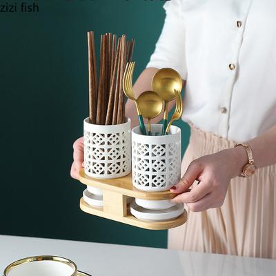 Ceramic Chopsticks Holder Hollow Drain Rack Ventilation Mildew Proof Chopstick Cage Cutlery Rack Kitchen Organizer Storage Tank