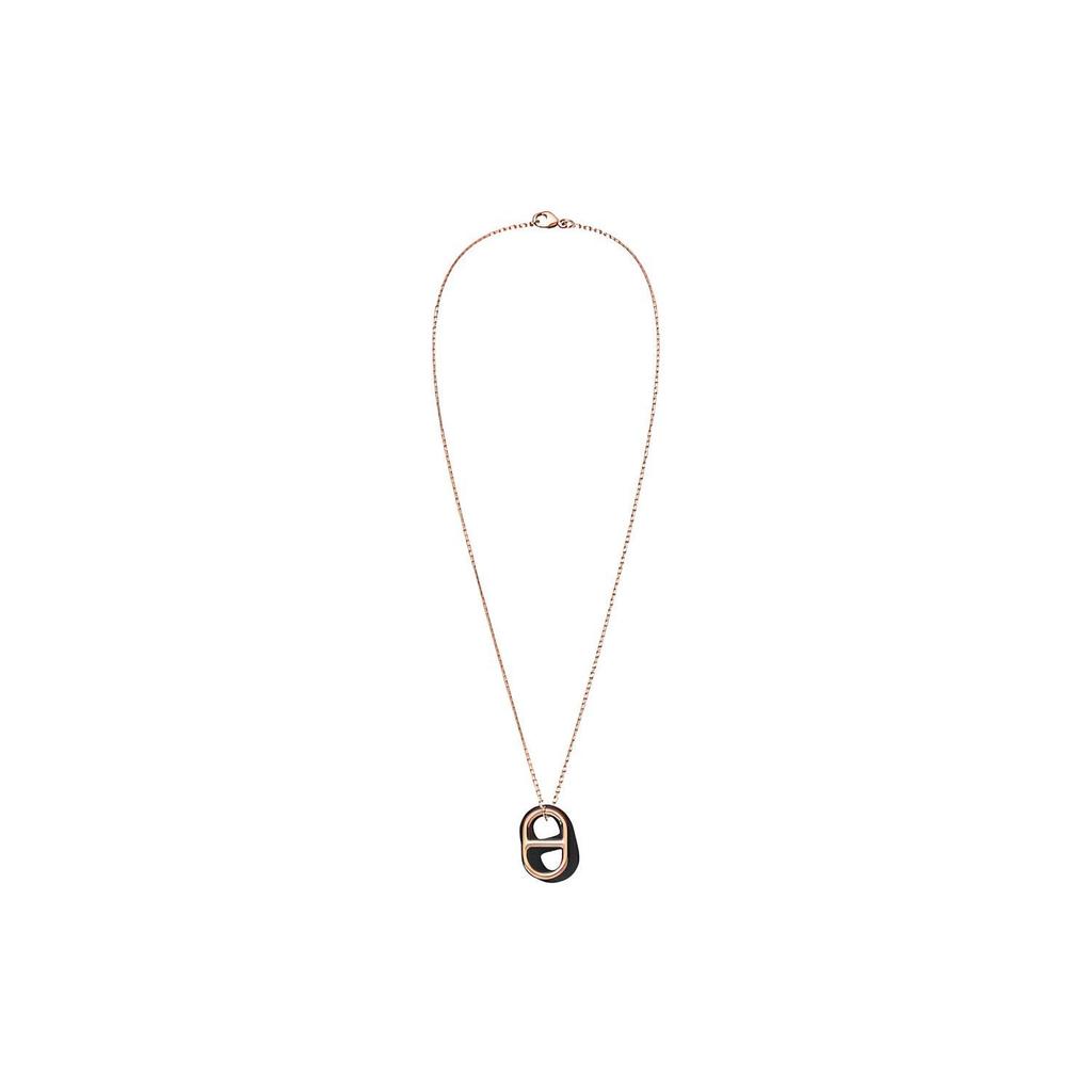 Hermes OMaillon Rose Gold Black Metal Necklace Women Necklace H079528CD89