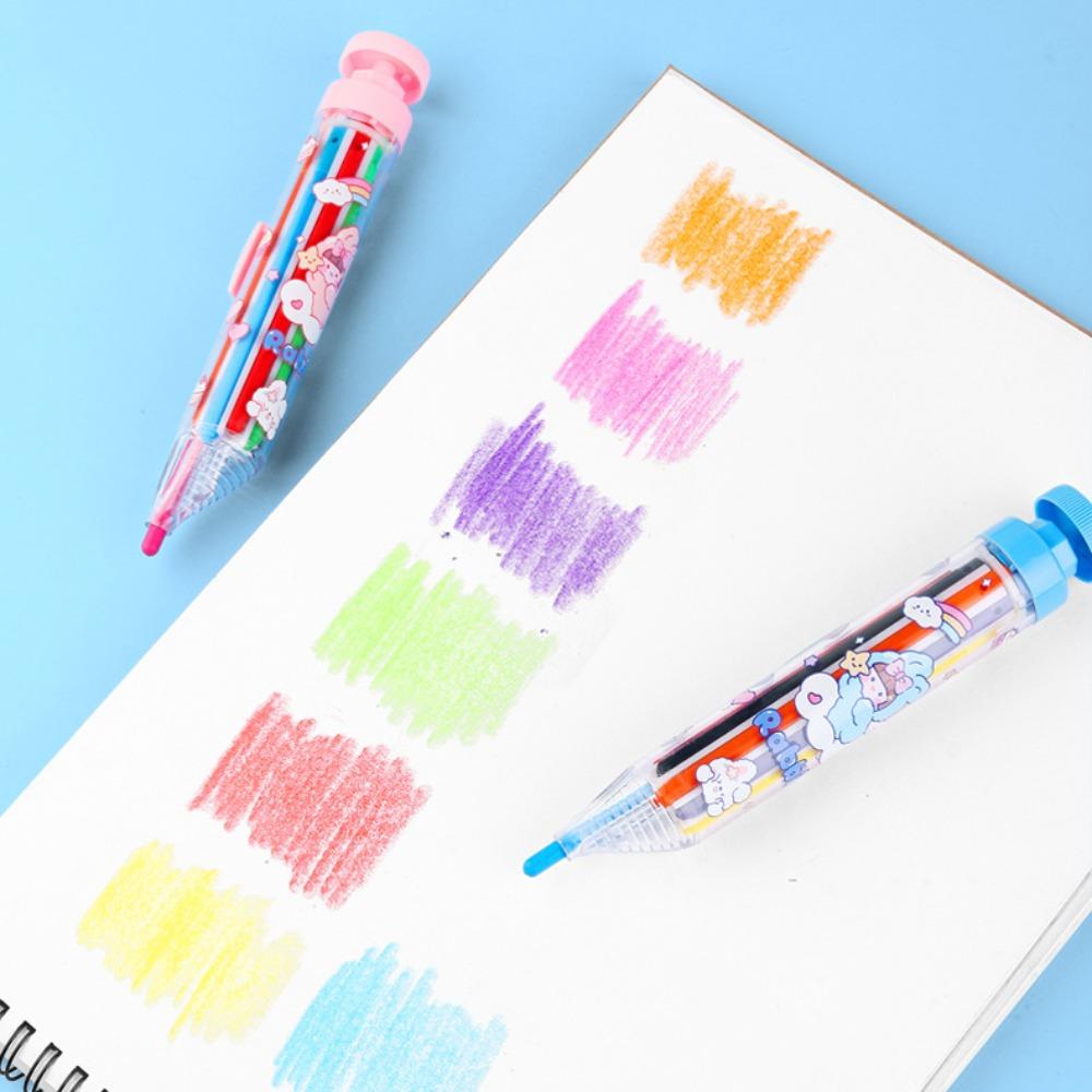 New ABS Multicolor Crayons Push Style DIY Colored Pencil Portable 8 In 1 Painting Tools Kids